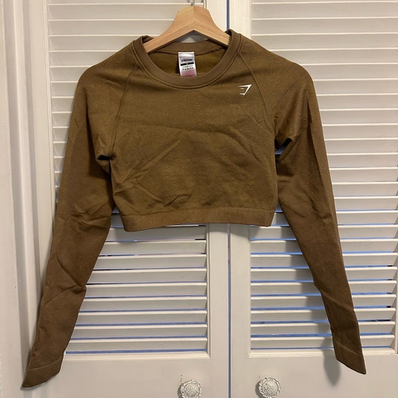 GYMSHARK ADAPT FLECK SEAMLESS LONG SLEEVE CROP TOP - Picture 4 of 9